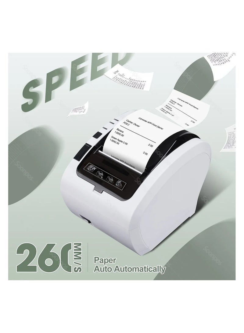 Bluetooth Thermal Receipt POS Printer 58mm and 80mm with Auto Cutter and USB LAN Ethernet Connectivity for Kitchen and Retail Printing - Image 2