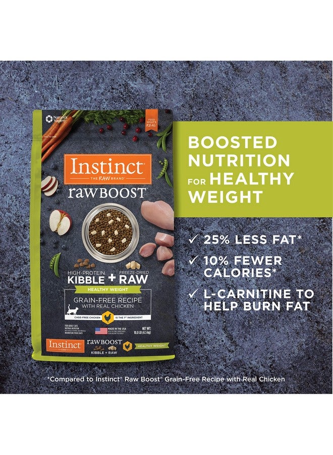 غريزة طعام القطط الطبيعي الجاف من Instinct Raw Boost Healthy Weight، مع قطع مجففة بالتجميد، وصفة خالية من الحبوب - دجاج حقيقي، كيس 10 أرطال - Image 5