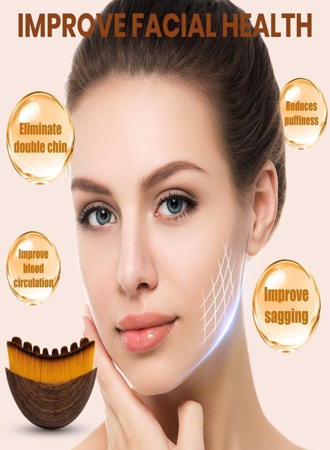 FLUZOV Lymphatic Brush Guasha | Face Sculpting Tool for De-Puffing, Jawline Definition & Skin Firming | Soft Bristle Facial Lymphatic Drainage Brush for Massage & Skincare Use (Brown) - Image 4