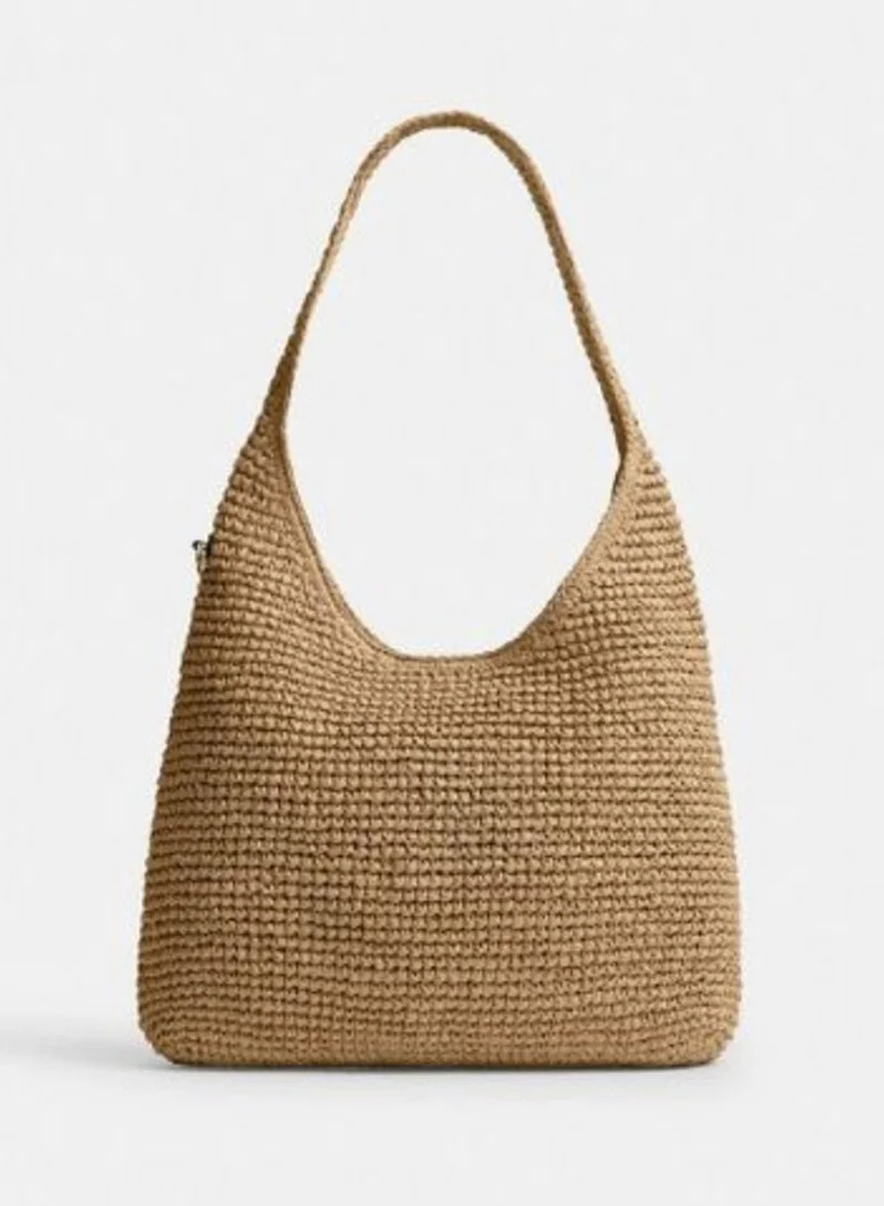 COACH Logo Straw Shoulder Bag