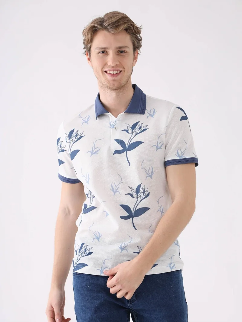 Dufy Indigo Men's Slim Fit Polo Neck Tshirt