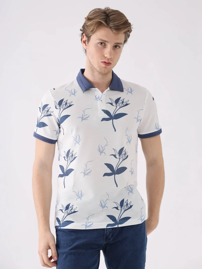 Dufy Indigo Men's Slim Fit Polo Neck Tshirt