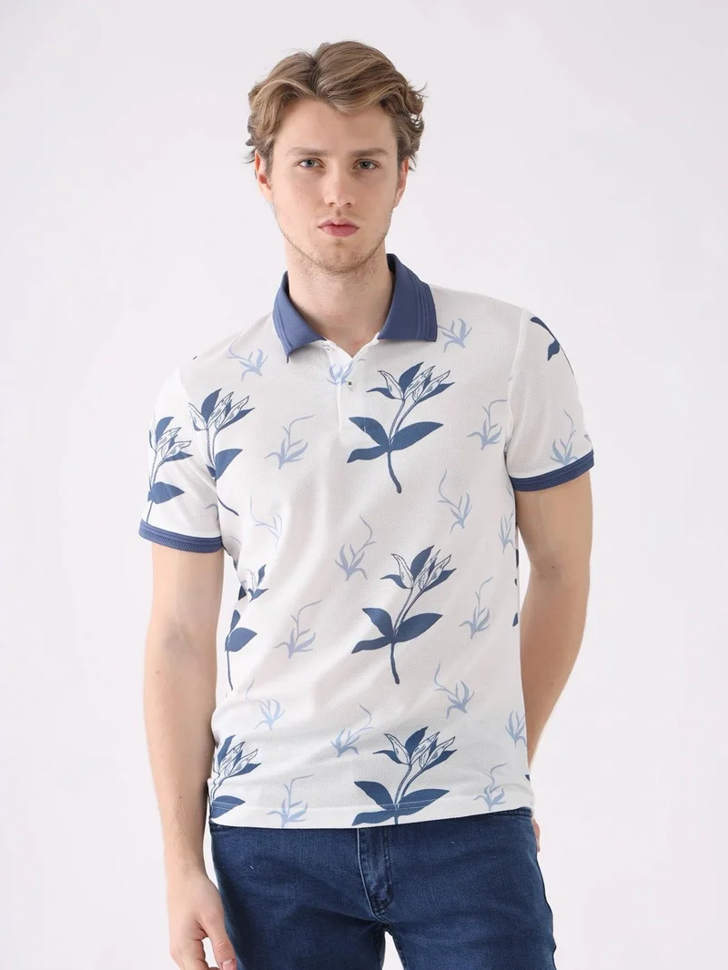 Dufy Indigo Men's Slim Fit Polo Neck Tshirt