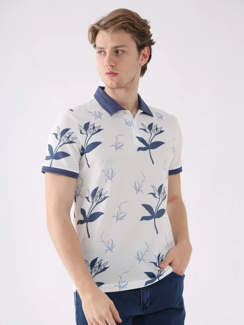 Dufy Indigo Men's Slim Fit Polo Neck Tshirt