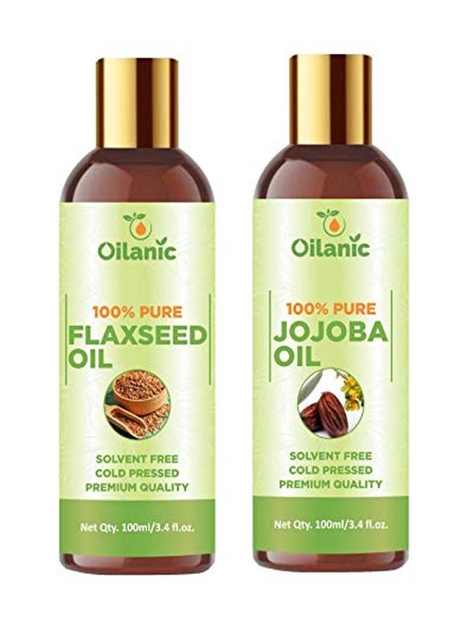 Oilanic زيت بذور الكتان وزيت الجوجوبا من أويلانيك، نقي وطبيعي 100%، عبوة من زجاجتين سعة 100 مل (200 مل) - Image 1