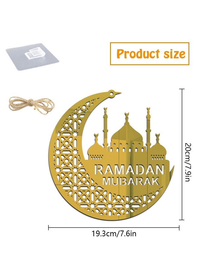 HOMESTAR Ramadan Decorations Hanging Decorations Eid Mubarak Acrylic Sign Wall Decoration Moon Star Lantern Shape Decor  - Image 3