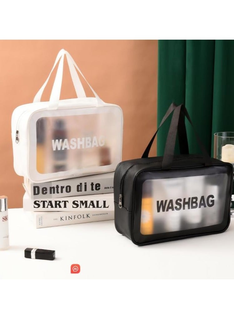 Large Capacity Transparent Cosmetic Bag Set with Handle, Waterproof Travel Toiletry Bag, 3 Pack - Image 5