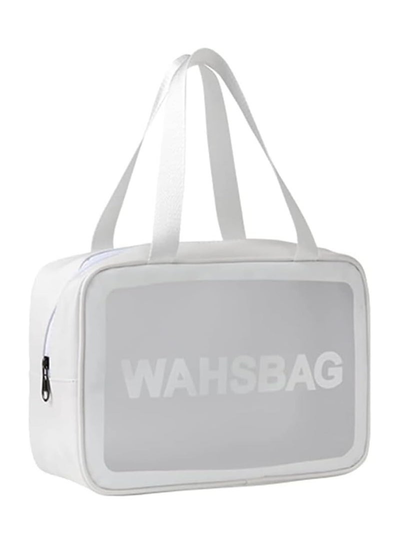 Large Capacity Transparent Cosmetic Bag Set with Handle, Waterproof Travel Toiletry Bag, 3 Pack - Image 2