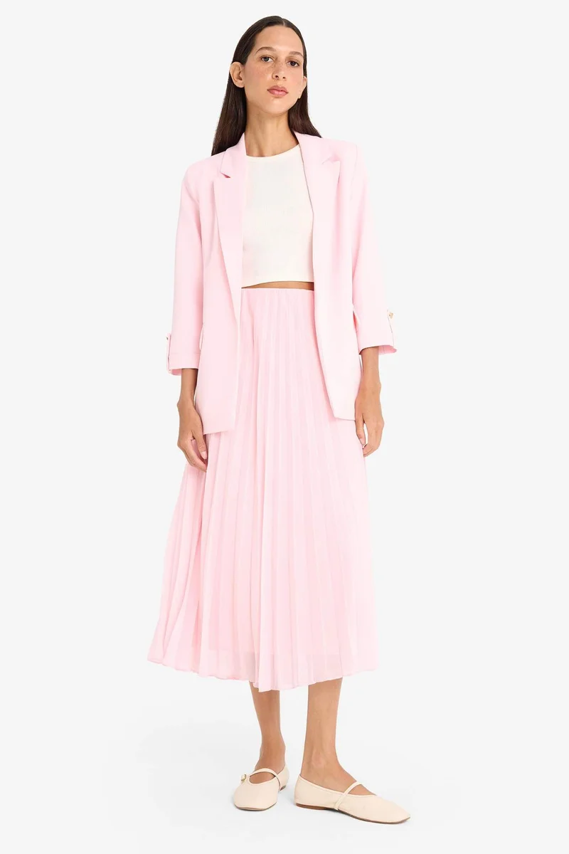 ديفاكتو A Line Chiffon Normal Waist Midi Skirt