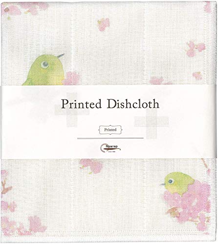 Nawrap Printed Dishcloths Set of 3, Japanese White-Eye + Clover + Flower - Image 2