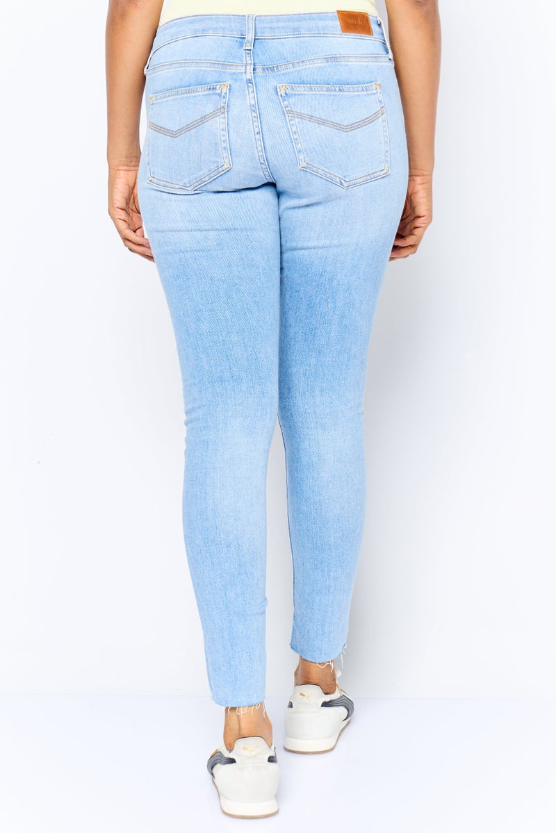 ESPRIT Women Mid Skinny Ankle Washed Denim Jeans, Blue - Image 3