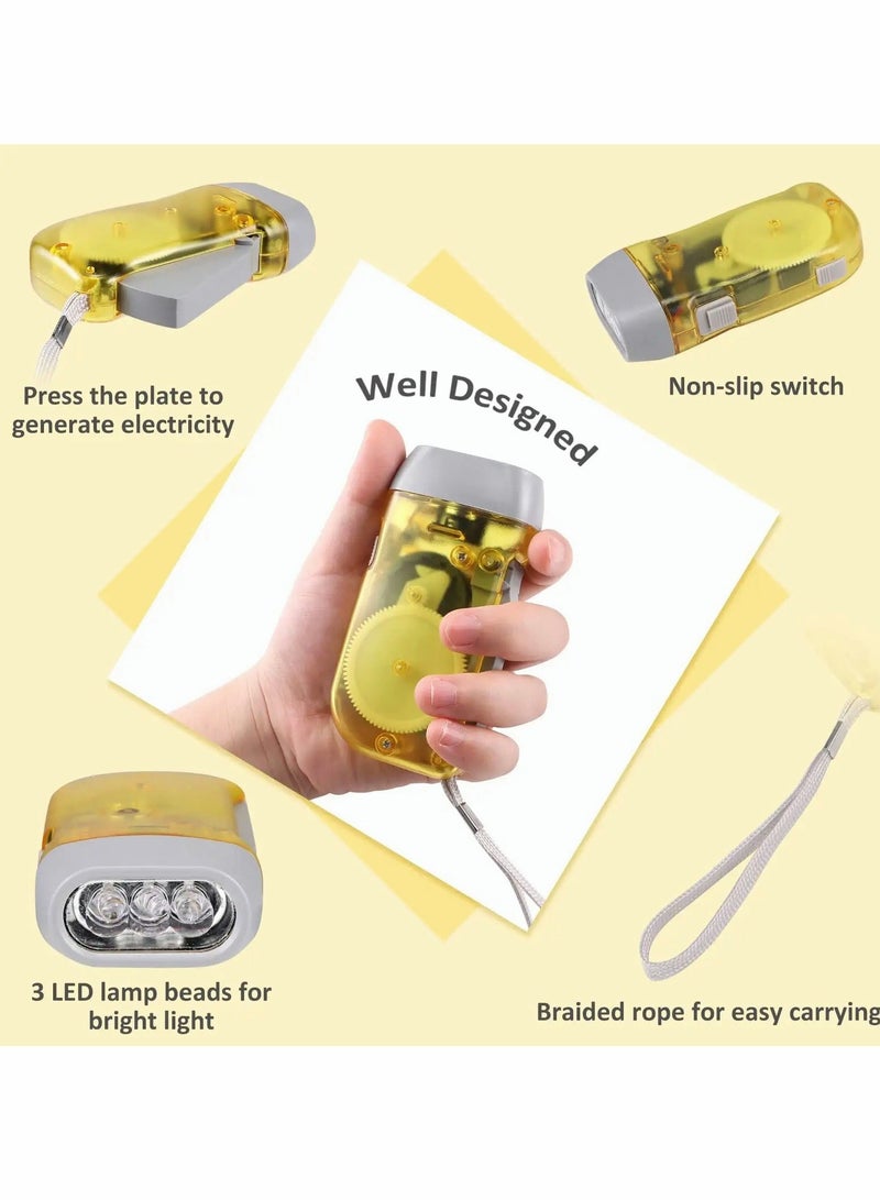 Hand Crank Flashlight No Battery Flashlight Shake Flashlight with LED Bright Light for Camping Home Car Gear Self Powered Charging Torch Dynamo, Yellow, Red, Grey, Blue 4 PCS - Image 2