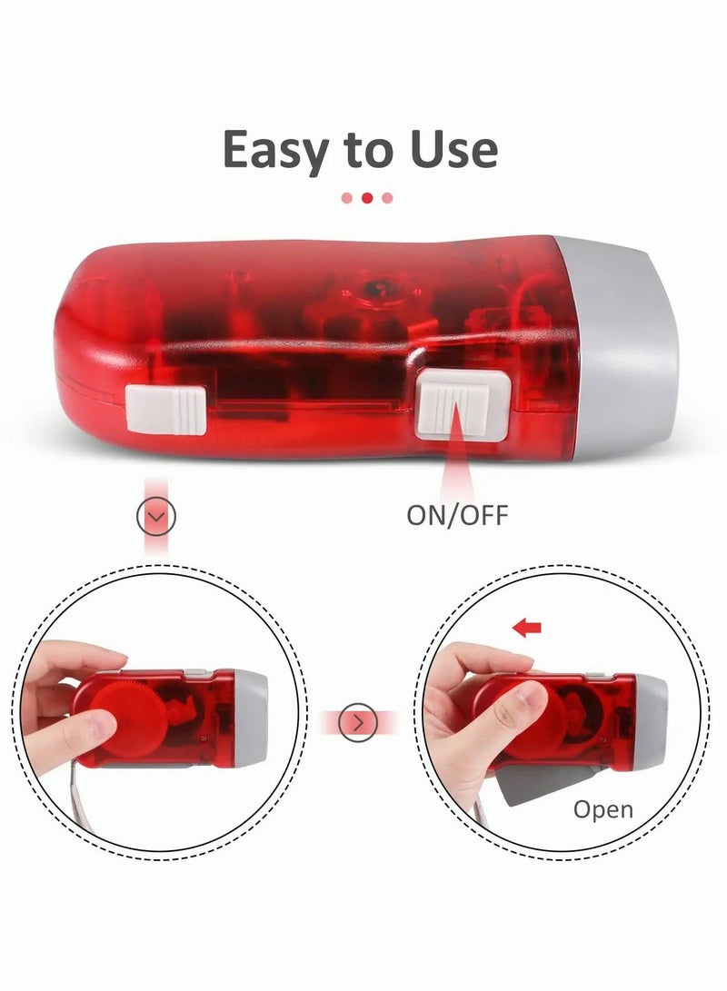Hand Crank Flashlight No Battery Flashlight Shake Flashlight with LED Bright Light for Camping Home Car Gear Self Powered Charging Torch Dynamo, Yellow, Red, Grey, Blue 4 PCS - Image 3