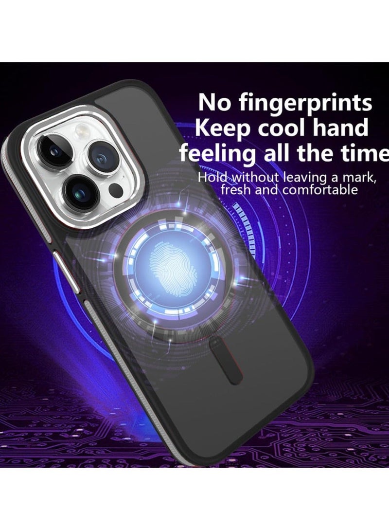 Techie Translucent Magsafe Back Cover Case with Raised Metal Camera Lens Protector for Apple iPhone 15 Pro Max - Military Grade Drop Protection, Anti-Fingerprint and Anti-Yellowing – Matte Black  - Image 5