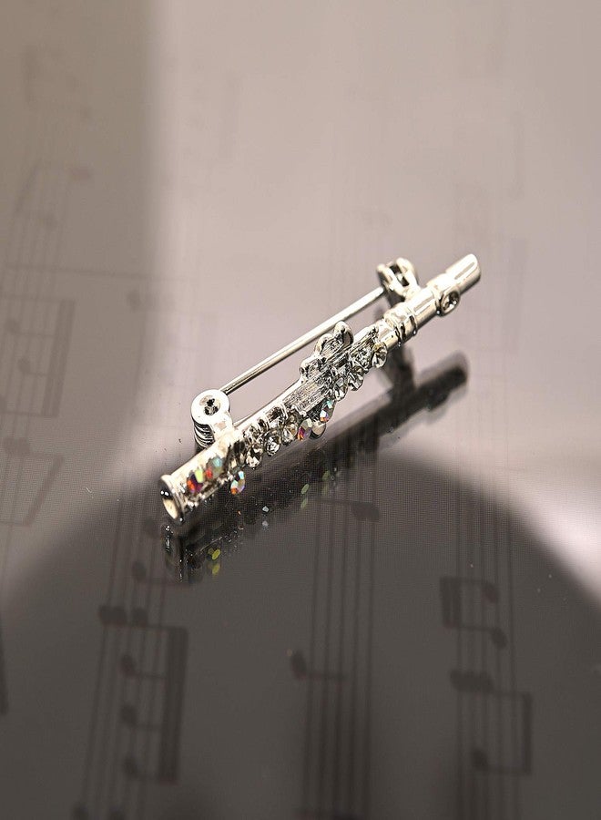 سبيننج دايزي بروش على شكل مزمار مرصع بأحجار الراين على شكل زهرة الأقحوان الدوارة (فضي) - Image 4