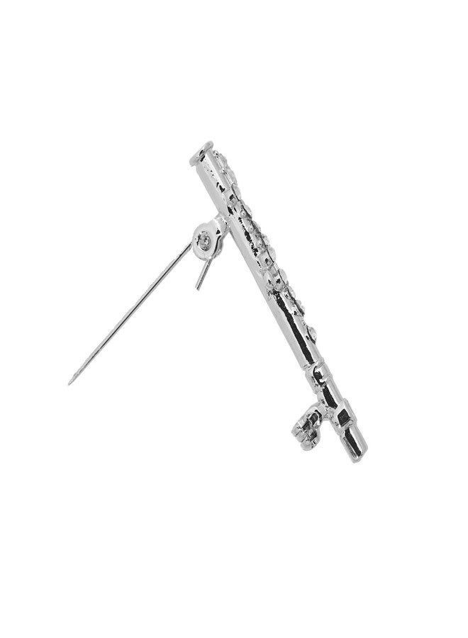 سبيننج دايزي بروش على شكل مزمار مرصع بأحجار الراين على شكل زهرة الأقحوان الدوارة (فضي) - Image 3