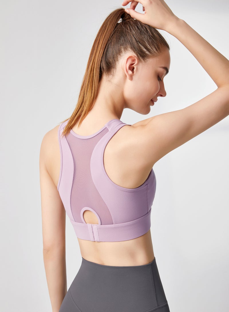 Loquat Women Quick Dry Breathable Yoga Bra Purple  - Image 2