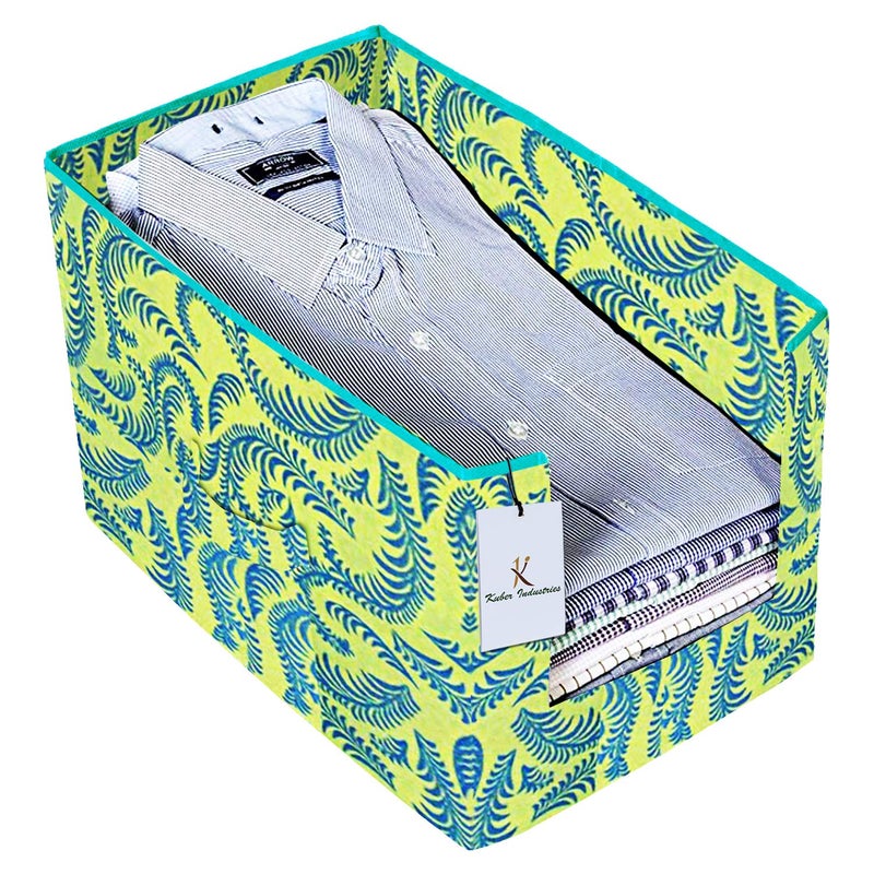 Kuber Industries Metallic Printed 3 Piece Non Woven Shirt Stacker Wardrobe Organizer Set Green Brown Beige CTKTC034929 - Image 3