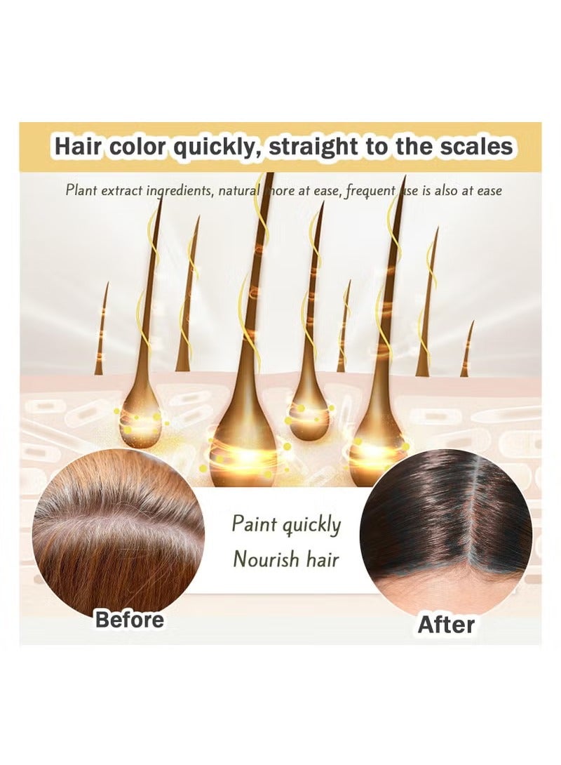 NOVA Hair Dye Shampoo Natural Instant Color for Gray Coverage, Safe, Unisex Formula, For Hair Care 3 in 1, Herbal Ingredients, Keeping Hair Healthy and Shiny (Light Brown) - Image 3