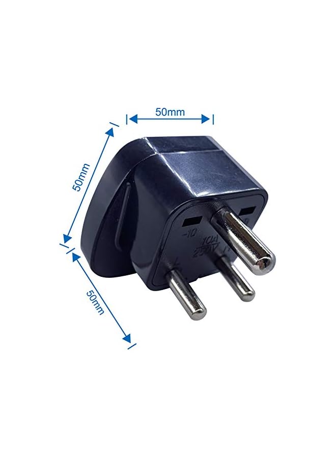 PROMASS promass Type D Round Pins Travel Plug Adapter with Ground and Safety Shutter, UAE/EU/DE/US/JP/CN/UK Plug Suitable for India/Nepal/Pakistan Socket (Indian Plug * 3, Black)  - Image 3