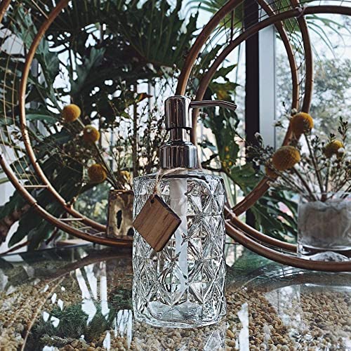 Luximal Pack of 4 Clear Glass Soap Dispenser Set for Bathroom, Wash Basin, Shampoo, Kitchen, Liquid Handwash Soap Dispenser Bottle with Premium ABS Plastic Pump - 400 ML (19 x 7 CM, Crystal Design) - Image 5