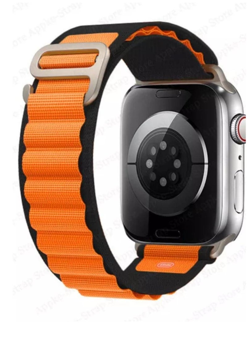 Apple Watch band, black with orange, size 45