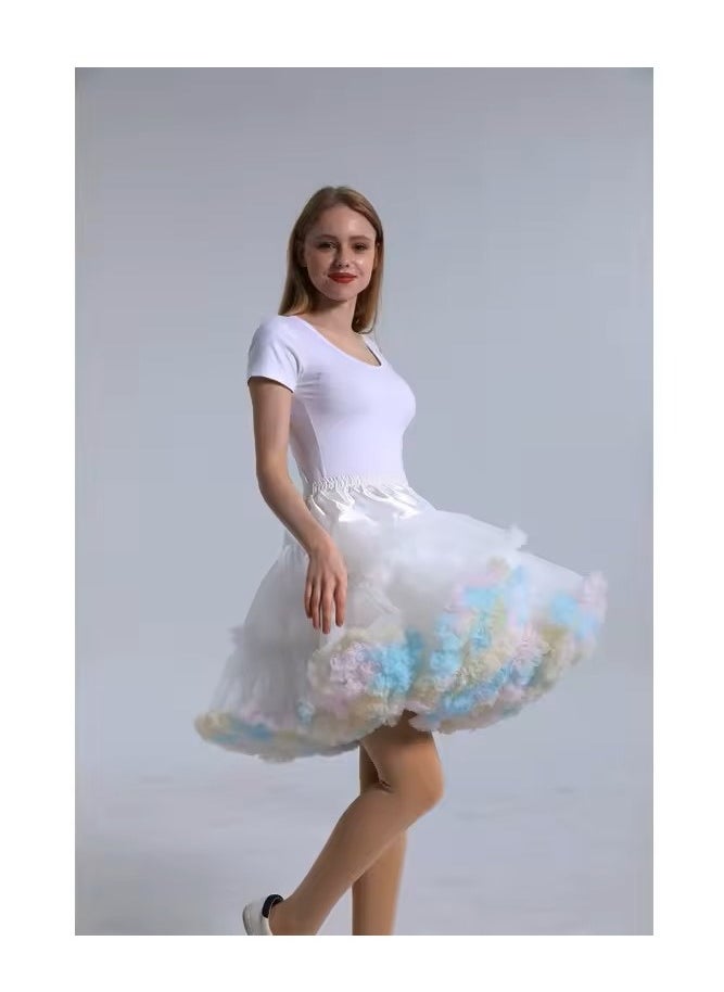 Glimso Rainbow Pastel Tulle Skirt for Girls & Women – Matching Family Party Pettiskirt, Multicolor Layered, Soft Elastic Waistband  - Image 1