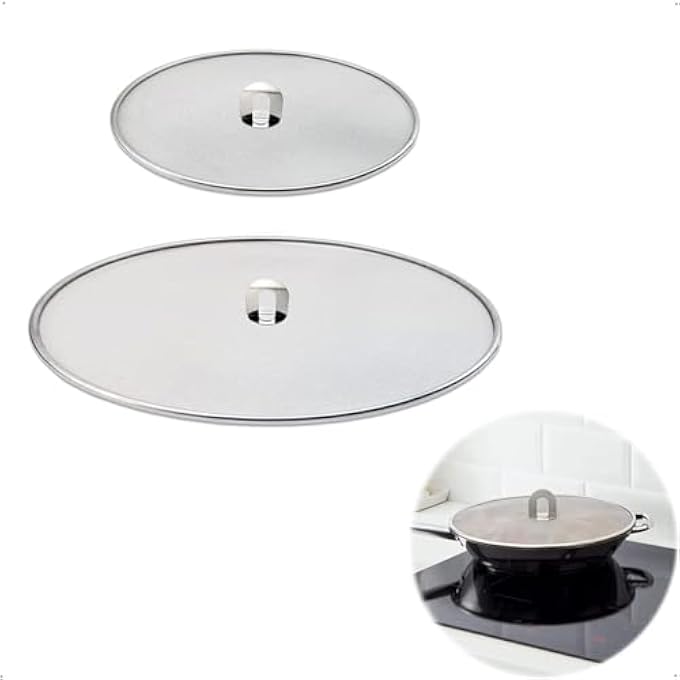 Unity Splatter Guard 2 In 1 Set Durable Stainless Steel Splatter Shield Set Splatter Screen For Frying Pan Grease Splatter Guard Stainless Steel Large 33Cm And Small 255Cm Shield - Image 1