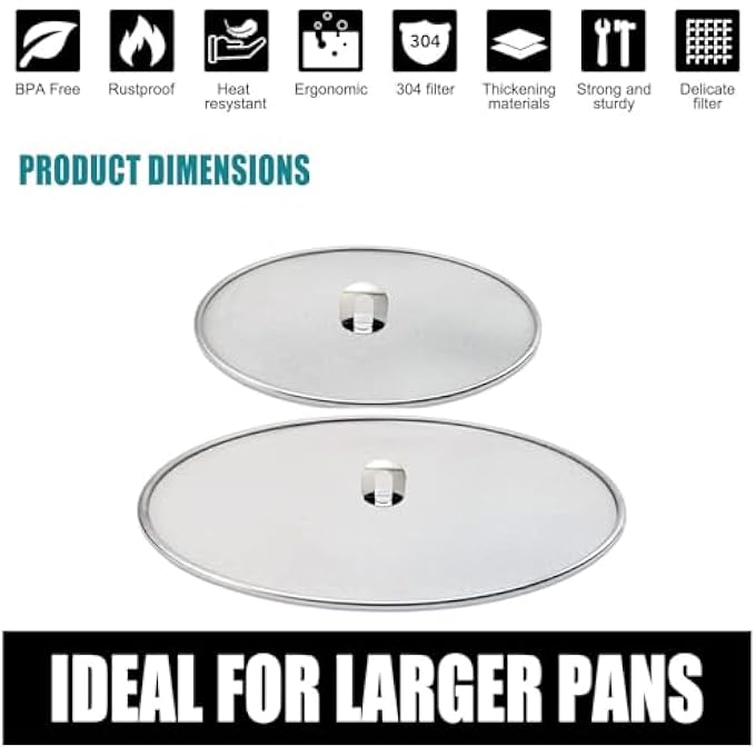 Unity Splatter Guard 2 In 1 Set Durable Stainless Steel Splatter Shield Set Splatter Screen For Frying Pan Grease Splatter Guard Stainless Steel Large 33Cm And Small 255Cm Shield - Image 2