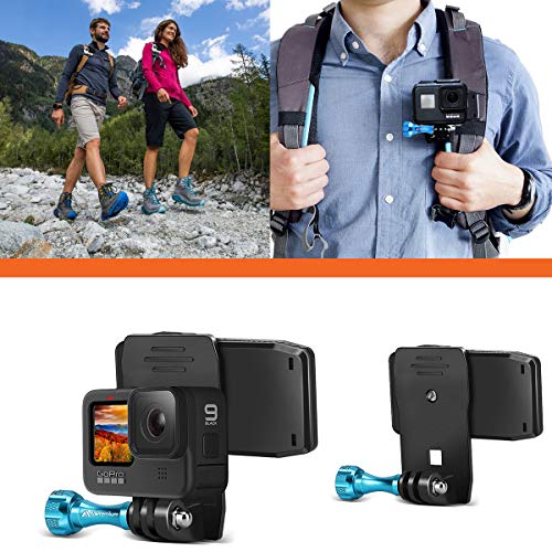MiPremium Backpack Strap Clip Mount for GoPro Hero 13 12 11 10 9 8 7 6 5 4 3+ Session Black Silver XIAOYI 4K SJCAM Yi Sports Action Camera Perfect Shoulder and Hat Quick Release Clamp Body Cam Holder - Image 4