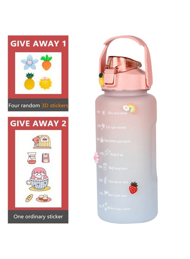 HOUSE OF QUIRK Of Quirk Plastic 2 Litre 3D Sticker Water Bottle With Straw, Unbreakable Sports Water Bottles With Handle, Leak Proof - Dark Blue/Whte/Light Blue - Image 4