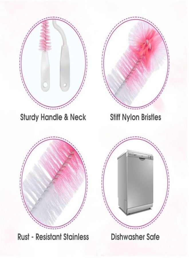 KALRA MAGIC® Bottle Cleaning Brush Set Long Handle & Narrow Neck Baby Bottle Brush with Soft Bristles Reusable Bottle Scrubber & Nipple Cleaner | Multi Purpose Cleaning Brush (Pack of 1 Pink) - Image 5