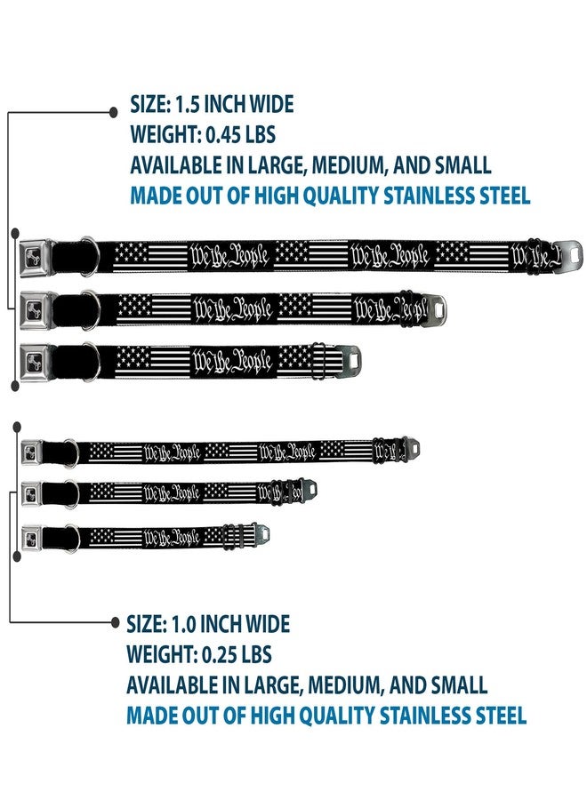 Buckle Down Dog Collar Seatbelt Buckle Americana Flag We The People Black White 16 to 23 Inches 1.5 Inch Wide - Image 3