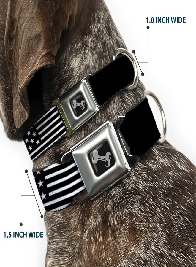 Buckle Down Dog Collar Seatbelt Buckle Americana Flag We The People Black White 16 to 23 Inches 1.5 Inch Wide - Image 2