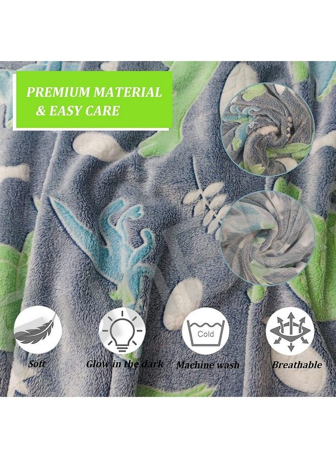 FunBlast Blankets For Kidsglow In The Dark Blanket Cartoon Print Light Weight Soft Cozy All Weather Blankets For 110 Years Old Toddlers Baby Boys & Girls (Grey Dinosaur Polyester Lightweight) - Image 5