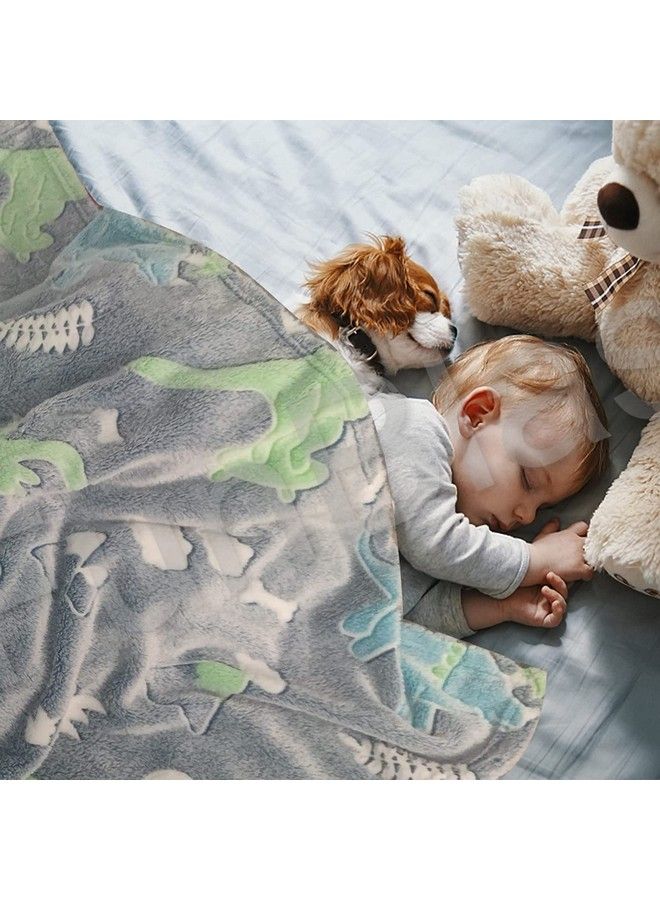 FunBlast Blankets For Kidsglow In The Dark Blanket Cartoon Print Light Weight Soft Cozy All Weather Blankets For 110 Years Old Toddlers Baby Boys & Girls (Grey Dinosaur Polyester Lightweight) - Image 3