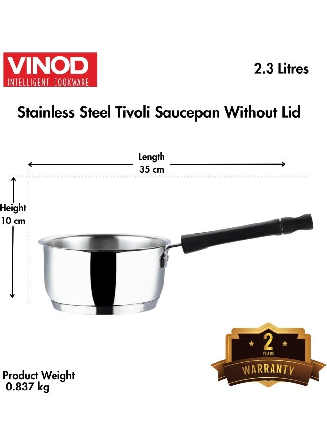 VINOD Tivoli Stainless Steel Saucepan without Lid, 2.3 Litre, 18 cm | SAS Capsule Bottom | 2-Layer Aluminum Core | Induction & Gas Friendly | Silver - Image 3