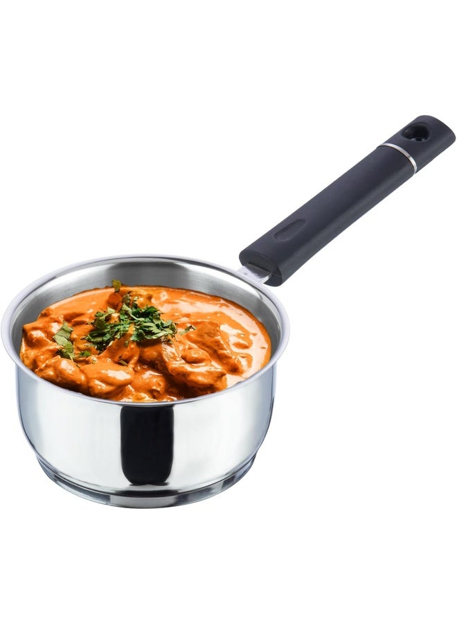 VINOD Tivoli Stainless Steel Saucepan without Lid, 2.3 Litre, 18 cm | SAS Capsule Bottom | 2-Layer Aluminum Core | Induction & Gas Friendly | Silver - Image 1