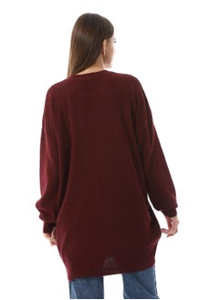 Andora You Are Enough Embroidered Slip On Burgundy Sweater  - Image 4