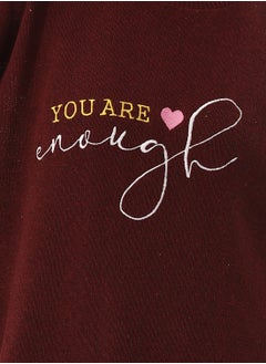 Andora You Are Enough Embroidered Slip On Burgundy Sweater  - Image 3