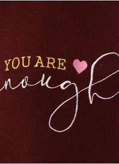 Andora You Are Enough Embroidered Slip On Burgundy Sweater  - Image 5