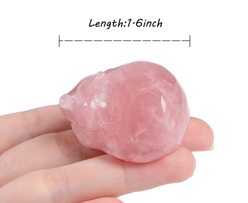 LAIDANLA Sleeping Cat Statue Pink Rose Quartz Healing Gemstone Hand Carved Cute Kitten Statue Figurine 1.6"" Decor Polished Stone Reiki Bedroom Office Desk Home Decoration Gifts - Image 3