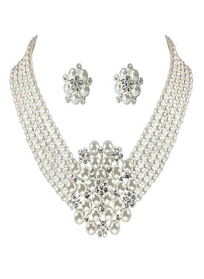 ROFIFY Audrey Hepburn Style Faux Pearl Necklace Set Strand Ear clip Wedding Inspired by Breakfast at Tiffany's for Women LFFJ036 JIA - Image 1