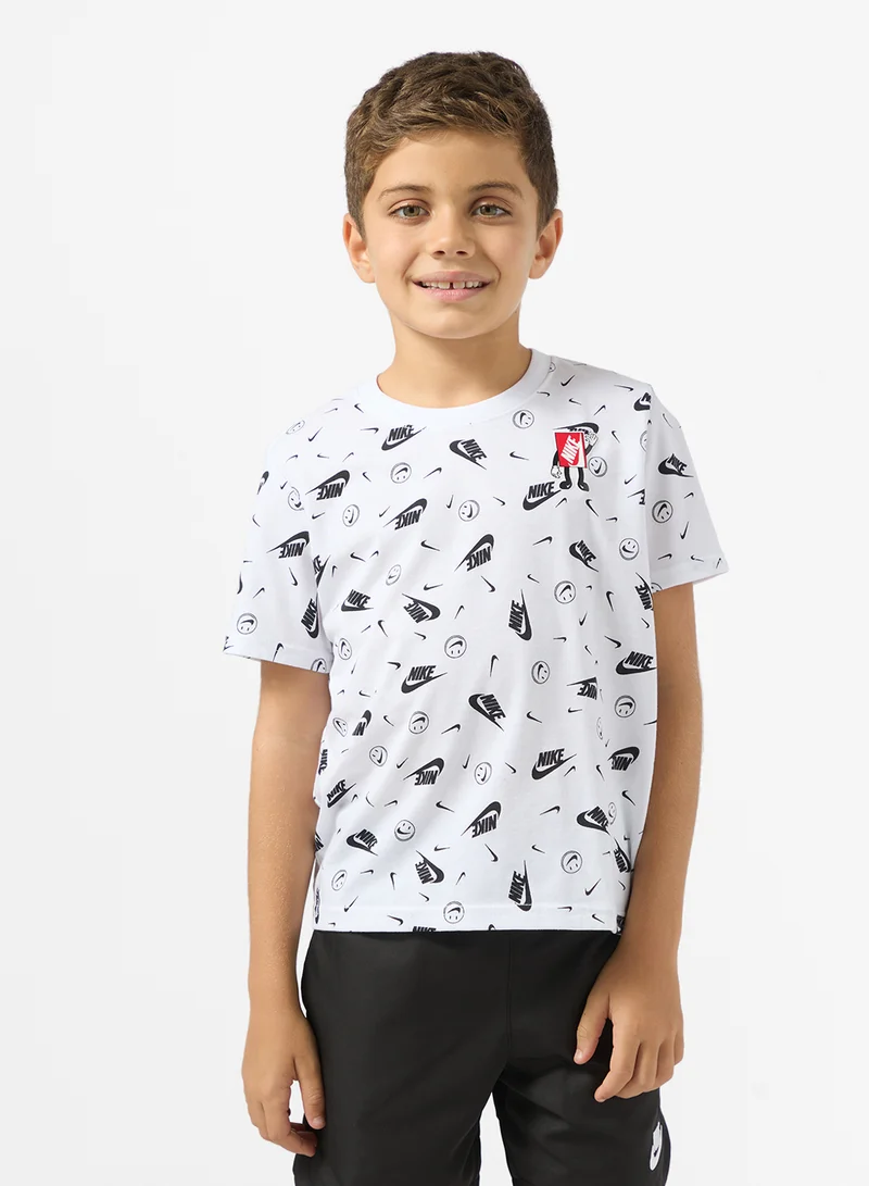 Nike Kids All-Over Printed Boxy Fit T-Shirt
