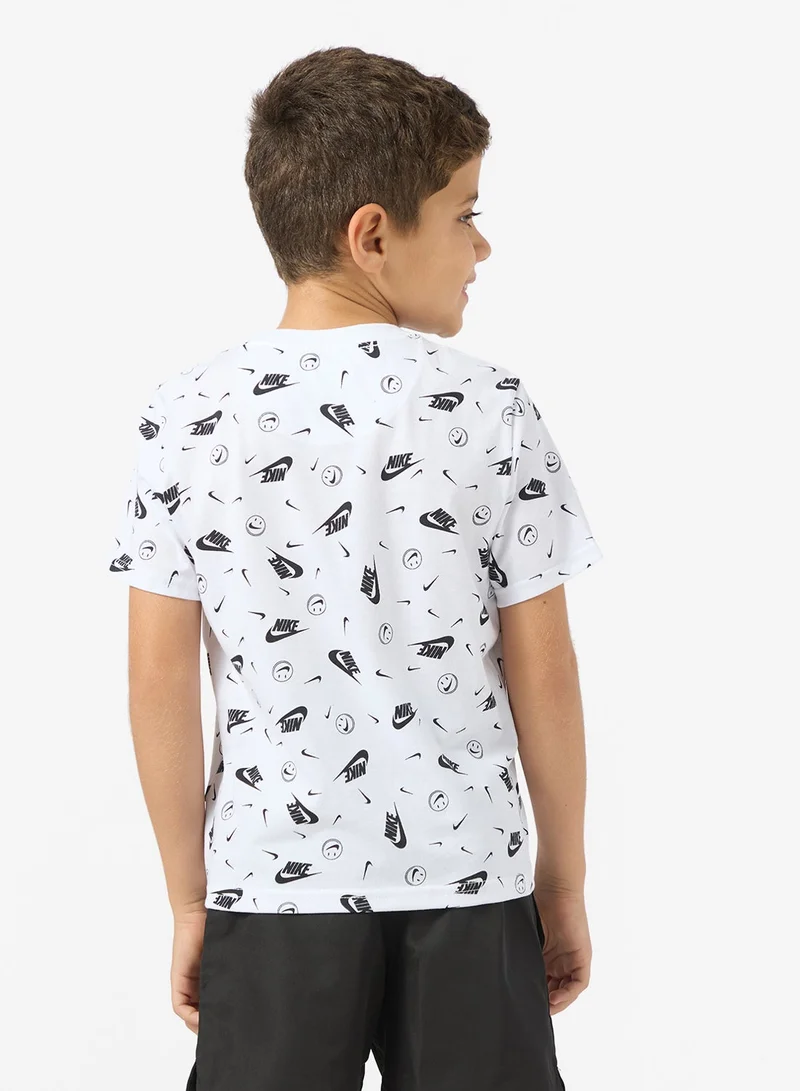 Nike Kids All-Over Printed Boxy Fit T-Shirt