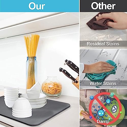 AASTIK SALES Dish Drying Mat For Kitchen Countertop Non-Slip Dish Mat Absorbent Rubber Backed Hide Stain Drainer Mats Tableware Reversible Multi Colors 30 * 40 CM - Image 4