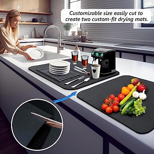AASTIK SALES Dish Drying Mat For Kitchen Countertop Non-Slip Dish Mat Absorbent Rubber Backed Hide Stain Drainer Mats Tableware Reversible Multi Colors 30 * 40 CM - Image 3