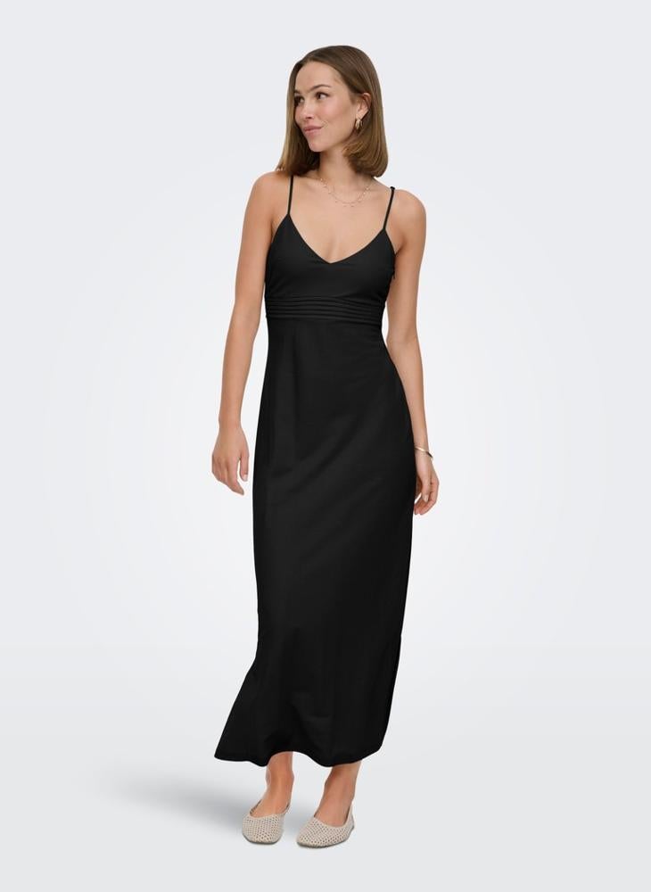 ONLY ONLSAKURA Strappy Detail V Neck Midi Dress - Image 1