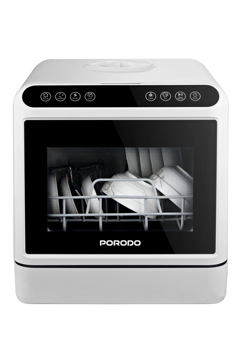 بورودو غسالة أطباق علوية سعة 25 لترًا مع تعقيم بالأشعة فوق البنفسجية / وضع مزدوج / خزان مياه وأنبوب مدخل / حجم صغير / عالية الكفاءة في استخدام الطاقة - أبيض - Image 1
