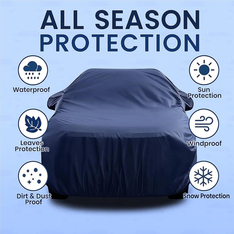 sulfar 100% Water Resistant Car Body Cover Compatible with Mirror for Skoda Superb (Triple Stitched, Full Bottom Elastic, Navy Blue) - Image 3